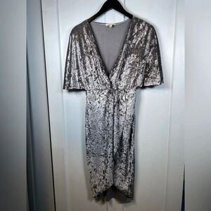 💚 Rolla Coster | Grey Velour V Neck Dress - small